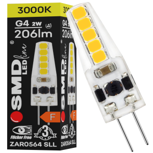 $ ŻARÓWKA G4 LED SMD WW 2W 12V 206lm 3Y SILI FF